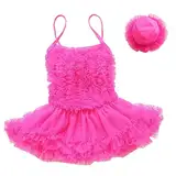 Baby Mädchen Prinzessin Spitze Layer Tankini Badeanzug Tutu Kleid Einteiler Bademode Bikini Sets, Rose, 5-6 Jahre