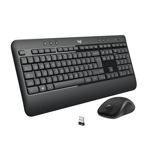 Logitech MK540 Advanced Kabellose Tastatur und Maus Combo für Windows, 2,4 GHz Unifying USB-Empfänger, Sondertasten, 3 Jahre Batterielaufzeit, Für PC, Laptop, QWERTZ-Layout - Schwarz