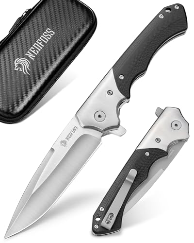 NedFoss SWAN Klappmesser, 9,3cm d2 Stahl Survival Messer mit G10 Griff, Einhandmesser,Scharfes Taschenmesser mit Gürtelclip, Jagdmesser, Outdoor Messer für den Alltag, als Sammlung & Geschenk