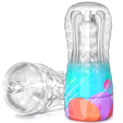 Masturbieren für Männer Sex Spielzeug für die Männer - Transparent Masturbator Cup Sex Spielzeug für Paare Masturbatoren Taschenmuschi, 3D Realistisch Pocket Pussy Blowjob Penis Sex Toys