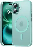Natiiozie Magnetisch Hülle Kompatibel mit iPhone 16, Matt Handyhülle Kompatibel mit MagSafe, Stoßfest Kratzfest Schutzhülle Nie Vergilbung Rückseite 6.1 Zoll Case aquagreen