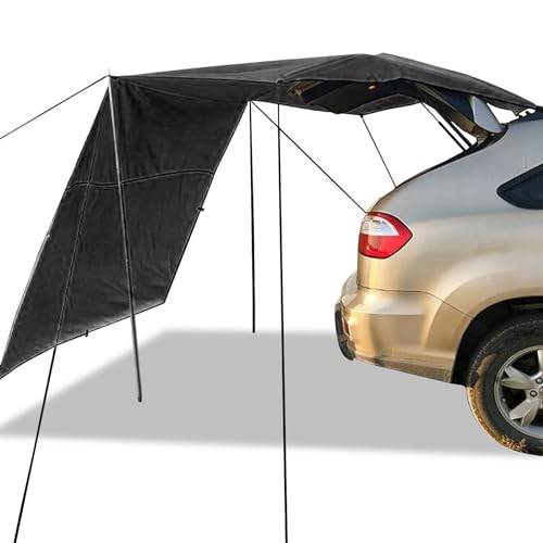 Auto Markise, Wasserdicht Sonnensegel 440x200cm, Camping Dachzelt, Vorzelt Heckklappe, Sonnendach Wohnmobil, Tarp Sonnensegel mit Stangen für Auto SUV Wohnwagen Outdoor