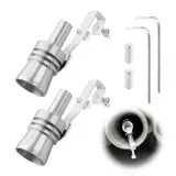 2 Stück Auspuff Sound Booster, Aluminiumlegierung Turbo Sound Pfeife Größe XL für Endrohr Schalldämpfer, Universal Auto Turbo Whistle Auspuff für Automobile auf Alle Modelle(Silber)