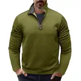 SRZYMJ Poloshirt Herren Langarm Baumwolle Langarmshirt Sweatshirt V-Ausschnitt Casual T-Shirts Grün Herren Pullover Langarm XL Tunika-Shirt Kleider Weihnachten Damen Pullover Hemd Freizeithemden