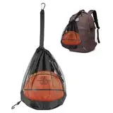 Ballsack,Ballnetz 1 Ball Basketball Tasche,Rucksack Tragbare Ballnetz,FußBallnetz mit Reißverschluss Tasche, Mehrzweck Sport Netztasche,Balltasche Ball Netz Tasche für Fußball Basketball Volleyball