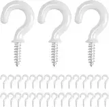 oumuik 30er Set Weiße Schraubhaken 1/2 Zoll, Kohlenstoffstahl Haken mit Vinylbeschichtung, Rostfrei & Beständig, Ideal für Aufhängen von Bechern, Pflanzen, Weihnachtsdekorationen und mehr