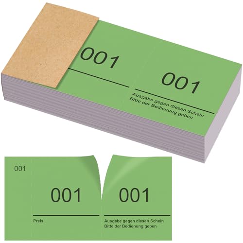 Nezyo Doppelnummern Blöcke 1-100 Tombola Lose mit Zahlen Nummernblöcke Zahlenblöcke 10 cm X 5 cm für Garderobe, Verlosung, Veranstaltungen, Partys, Messen und Bewirtungen(Grün)