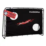 HUDORA Fußballtor Trainer mit Torwand - Robustes Outdoor Fußballtor für Kinder & Erwachsene - Torwand mit Zwei verstärkten Schusslöchern - wetterfestes Fußballtor für Training & Freizeit