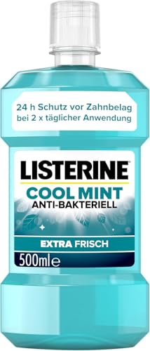 LISTERINE Cool Mint Mundwasser (500 ml), antibakterielle Mundspülung mit ätherischen Ölen & intensivem Minzgeschmack, Zahnpflege-Spülung reduziert Zahnbelag und bekämpft wirksam Mundgeruch