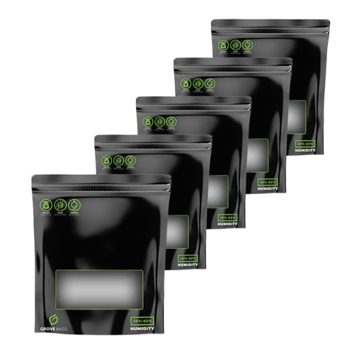 5 x Grove Bags Doppelfenster Terploc 100 Gramm Beutel selbstregulierendes Mikroklima 58-62% zum fermentieren aufbewahren und lagern von Kräutern