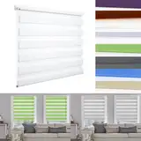 Rollos für Fenster und Türen 40 x 180 cm Sichtschutz und Sonnenschutz Zebrarollo Fensterrollo Klemmrollo Bequeme Montage für Fenster & Türen, Weiß