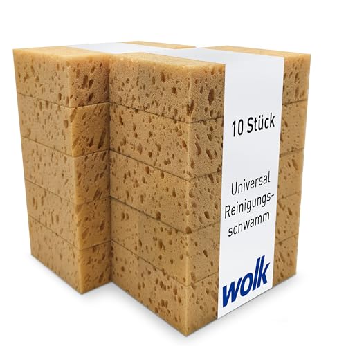 Universal Reinigungsschwamm - 10 Stück - 17,0 x 12,5 x 5,0 cm - Autoschwamm, Tafelschwamm, Schwamm - wolk