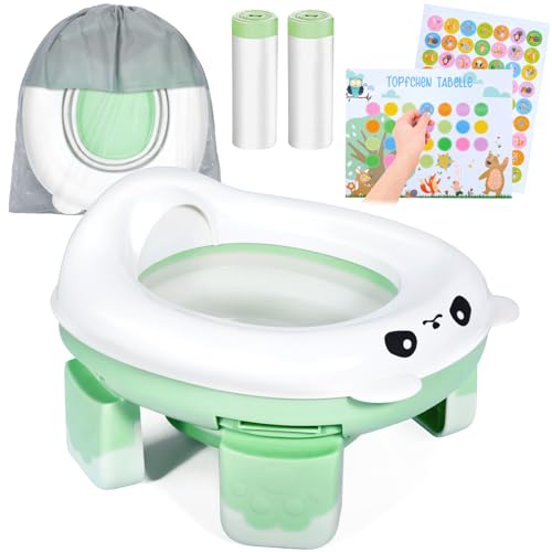 RDDAIPE Toilettensitz Kinder, 3 In 1 Tragbare Faltbare Mobile Anti-Rutsch Reisetöpfchen,Töpfchen für Unterwegs,mit Urinbeutel, Auto-Toilette Potty, für Kinder-Wc-Training Sitze,Reisen,Camping,Outdoor