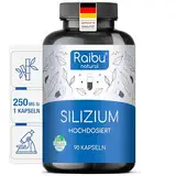 Raibu Silizium Kapseln hochdosiert - 90 Kapseln für 3 Monate - 667mg - organisches Silica hochdosiert aus Bambusextrakt - Ohne Zusätze, in Deutschland produziert Vegan