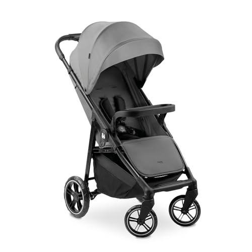 Hauck Kinderwagen Shop N Care, Klappbuggy bis 25 kg mit Liegefunktion, Getränkehalter und Snack Tablett, Klein Zusammenklappbar, Sonnenverdeck (UPF 50+), XL Korb (Grey)