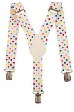 Olata Kinder Hosenträger mit Vielzahl von Mustern | Elastische Y-Hosenträger (1-5 Jahre) – 2,5 cm. Polka Dot (Weiß)