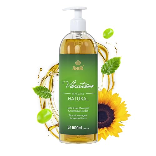 Vibratissimo Natural 1000 ml Massageöl - Sanfte Pflege mit natürlichen Inhaltsstoffen - Vegan, Hautfreundlich, Gleitöl, Liebesöl
