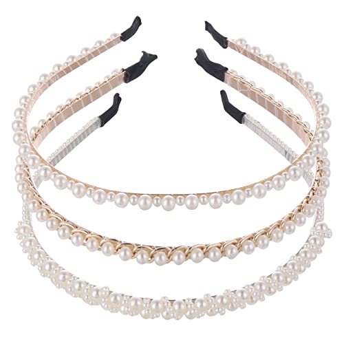 3 Stück Perlen Stirnbänder Weiße Faux Perlen Haarreif Braut Stirnbänder Frauen Headband Haarreifen Damen Mädchen Hochzeit Haarschmuck Hair Accessories Women