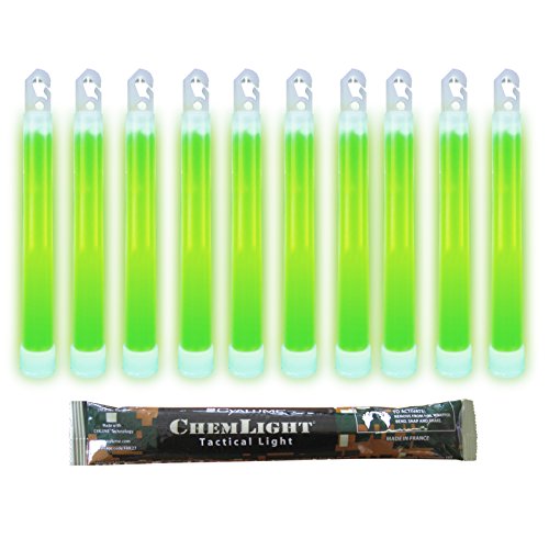 Cyalume Technologies Leuchtstab 15 cm, Original Militärische ChemLight Lightsticks In Grün (10-er Pack), Hohe Brenndauer Von 12 Stunden, 100% Konform Mit Den NATO-Spezifikationen, SA9-1027017AM