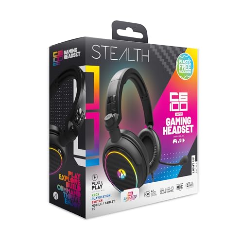 Stealth C6-100 LED Over Ear Gaming Headset PS4/PS5, Xbox, Nintendo Switch, PC mit flexiblem Mikrofon, 3,5 mm Klinke, 1,5 m Kabel, leicht, bequem und langlebig