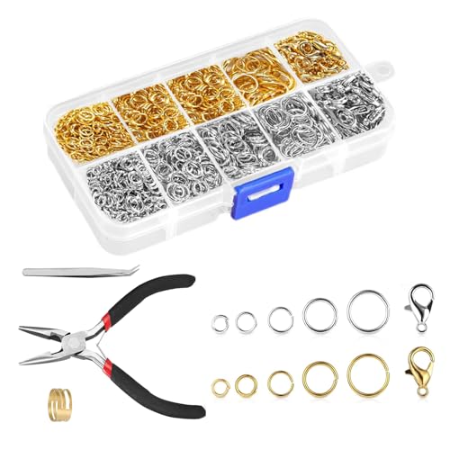 Pabbyeey 1443 Stück Metallringe Ø 4-10mm | Rostfreie Bastelringe aus Edelstahl mit 5 Größen | Für Schmuckherstellung, DIY-Projekte & Schlüsselanhänger | Wiederverwendbare Offene Ringe biegeringe