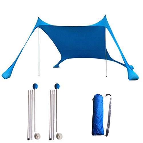 Floving Strand Schatten Zelt Markise 4-5 Personen Strand Sonnencreme wasserdichte leichte Blockierung und elastische Sonnenschirm Strandmuscheln (Blau, L)