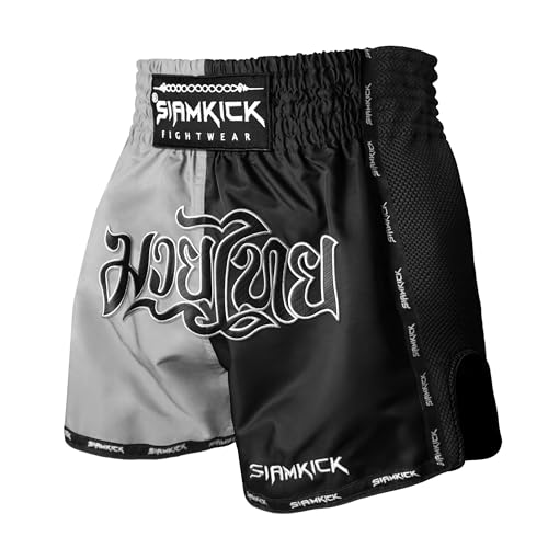 SIAMKICK Signature Muay Thai-Shorts für Männer und Frauen, Boxen, Kickboxen, hochwertige MMA-Kampfkleidung, Trainingshose, Eclipse, Medium