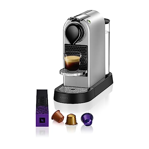 Nespresso Krups CitiZ Kaffeemaschine, freistehende Espressomaschine, automatische Abschaltung, 1 Liter Wassertank, 1260 Watt, silber, XN741B