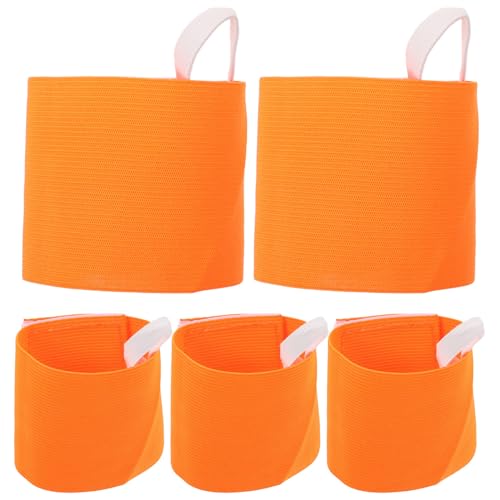 GANAZONO 5 Stück Fußball-Fußball-Elastische Kapitänsbinde Verstellbare Basketballspieler-Armbänder Für Erwachsene Jugendliche Kinder Mannschaftssport-Zubehör Orange