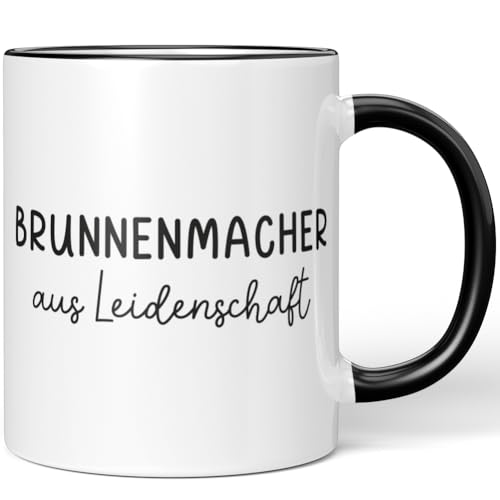 JUNIWORDS Tasse, Brunnenmacher aus Leidenschaft, Schwarz (6634727)
