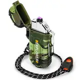 Wasserdicht & Winddicht Feuerzeug Elektrisch für Outdoor Survival Ausrüstung, Professionelle Type-C Wiederaufladbares Feuerzeug, Dual Arc Feuerzeuge Kits für Camping Wandern überlebensausrüstung