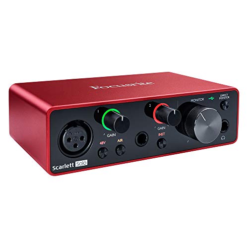 Focusrite Scarlett Solo 3. Gen USB-Audio-Interface-Bundle für Gitarristen, Sänger oder Produzenten. Klang in Studioqualität und sämtliche Software, die du für Aufnahmen und Kompositionen benötigst