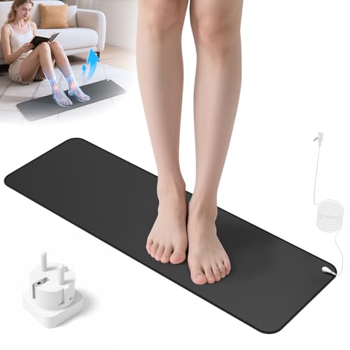 Kidken Erdungsmatte, Premium Carbon-infundiertes Vegan-Leder, zur Angstlinderung und Energieerhöhung mit rutschfester Unterlage und EU-Erdungskabel (30 * 100cm)