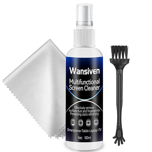 Wansiven Bildschirmreiniger, Screen Cleaner Set, effektiv Bildschirmspuren und Fingerabdrücke wischen, und antistatisches Spray Wird für Bildschirme, Computer, Monitore usw 100 ml