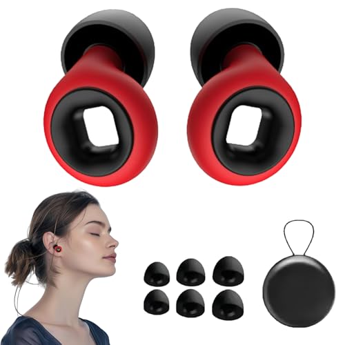 Artevive Moto-Ohrstöpsel – 27 dB, Artevive-Ohrstöpsel, Artevive-Motorrad-Ohrstöpsel, Artevive-Silence-Ohrstöpsel – 27 dB, Motorrad-Ohrstöpsel (Red-Black, One Size)