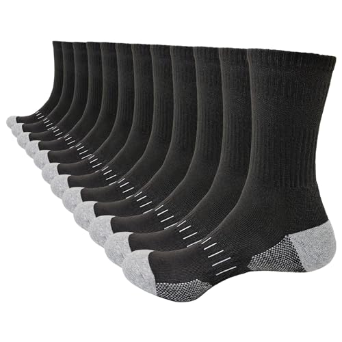 Stoeury 6 Paar Sportsocken Herren Damen, Gepolsterte Tennissocken Herren, Baumwolle Arbeitssocken Herren, Atmungsaktiv Crew Wandersocken, Laufsocken, Trekkingsocken