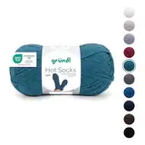 Gründl Wolle Hot Socks uni 100, Sockenwolle / Sockengarn 4-fach 1 Knäuel 100 g / 420 m (75 % Schurwolle (superwash), 25 % Polyamid), petrol