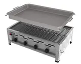 ChattenGlut Professional Gastrobräter 4-flammig Tischgerät Edelstahl Stahlbrenner für Flüssiggas 810x530x270 mm (18kW Rost und Pfanne)