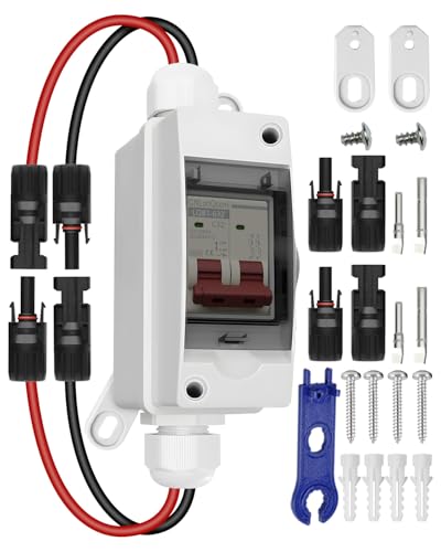 CNLonQcom DC Trennschalter 32A 500V PV Anlage Leitungsschutzschalter mit IP65 Solar Anschlusskasten 1 In 1 Out and Montagefüße Für Solar Anlage(DZ47X)