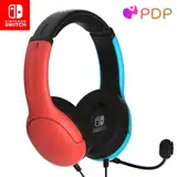 PDP Gaming LVL40 Stereo Kopfhörer mit Mic für Nintendo Switch - PC, iPad, Mac, Laptop Compatible - Noise Cancelling Microphone, Lightweight, Soft Komfort On Ear, 3.5 mm Jack - neon Blau-Rot