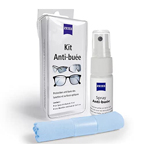 ZEISS - Anti-Beschlag-Set für Brille, Fotoobjektiv, Kamera und Ski- oder Poolmaske – 1 Anti-Beschlag-Spray 15 ml + Mikrofasertuch 13 x 13 cm