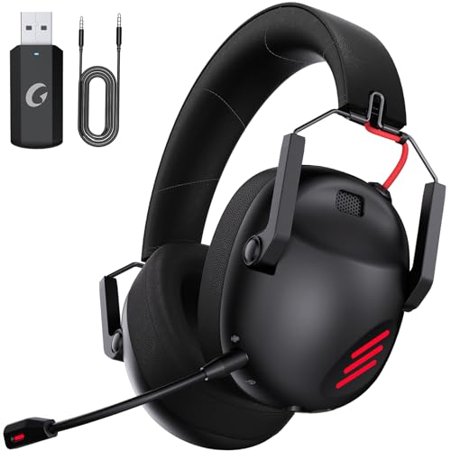 KAPEYDESI Gaming Headset Wireless, Gaming Headset PC für PS4/PS5/PC/Switch, PS5 Headset with Noise Cancelling Mikrofon, Low Latency, Bluetooth 5.3, Lightweight, 50 Hours Battery Life - Schwarz