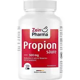 ZeinPharma Propionsäure 500mg 120 Kapseln - Natrium Propionat rein und in optimaler Dosierung, Darmflora Kapseln, Nahrungsergänzungsmittel vegan, laborgeprüft