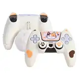 GeekShare Silikon-Schutzhülle für PS5 Wireless Controller, PS5 Controller Skin Set mit 2 Daumengriffkappen und 2 Aufklebern - Calico Cat