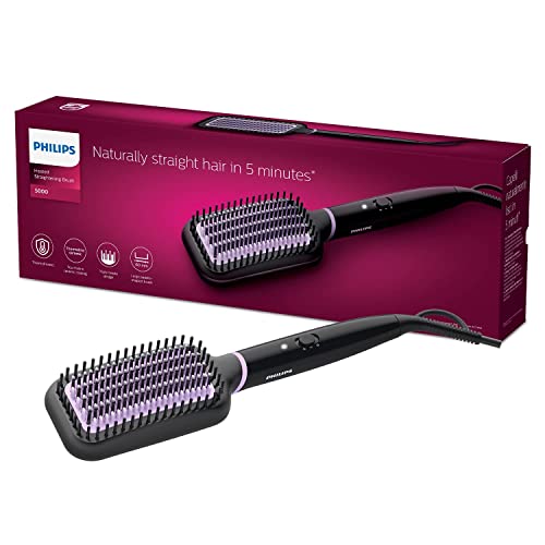 Philips StyleCare Essential Glättbürste BHH880/00 Extra großer Bürstenbereich, ThermoProtect-Technologie, Turmalin-Keramikbeschichtung