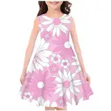 KODMNSW Kleid Mädchen Sommerkleid Festliche Kleider Mode Drucke Strandkleid Partykleid A Linie Kinderkleider Freizeitkleid Kleidung für Kinder Teenager 4-14 Jahre Rosa 11-12 Jahre