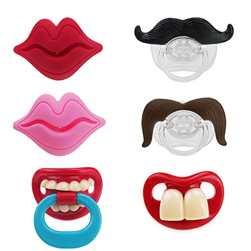 Gotrain 6 x Baby-Schnuller, lustige Lippen, weiches Silikon, niedliches Schnuller-Design mit Kusslippe, lustiger Schnuller für Schießrequisiten, Weihnachten, Halloween-Party