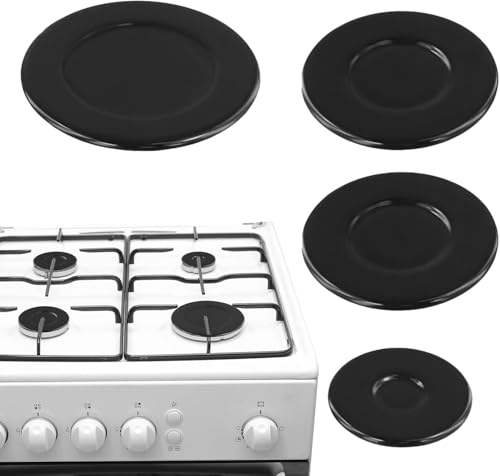 Gasherd-Brenner-Abdeckungen, 4 Stück, Herdhut-Set, 55 mm/75 mm/100 mm, Gasherd-Brennerkappe für Sabaf-Gasherd, Zubehör (konkav)