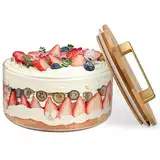 YUBAMIN Trifle Schüssel aus Glas, 20,3 cm große Trifle-Schüssel mit Deckel, klare Glas-Salatschüssel Servierschale zum Legen von Eiskuchen, Cupcakes, Salat, Obst, mikrowellen- und spülmaschinenfest