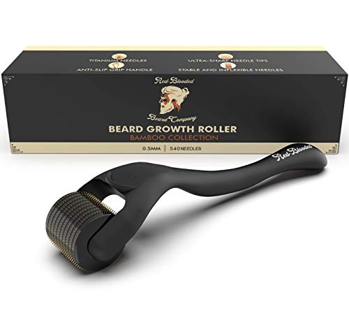 Red-Blooded Bartroller | 540 0,5MM Titan-Nadeln | Derma-Roller für Männer | Mattschwarzer Bart Roller | Stimuliert Bart- und Haarwachstum | Bartwuchs Mikronadel-Roller